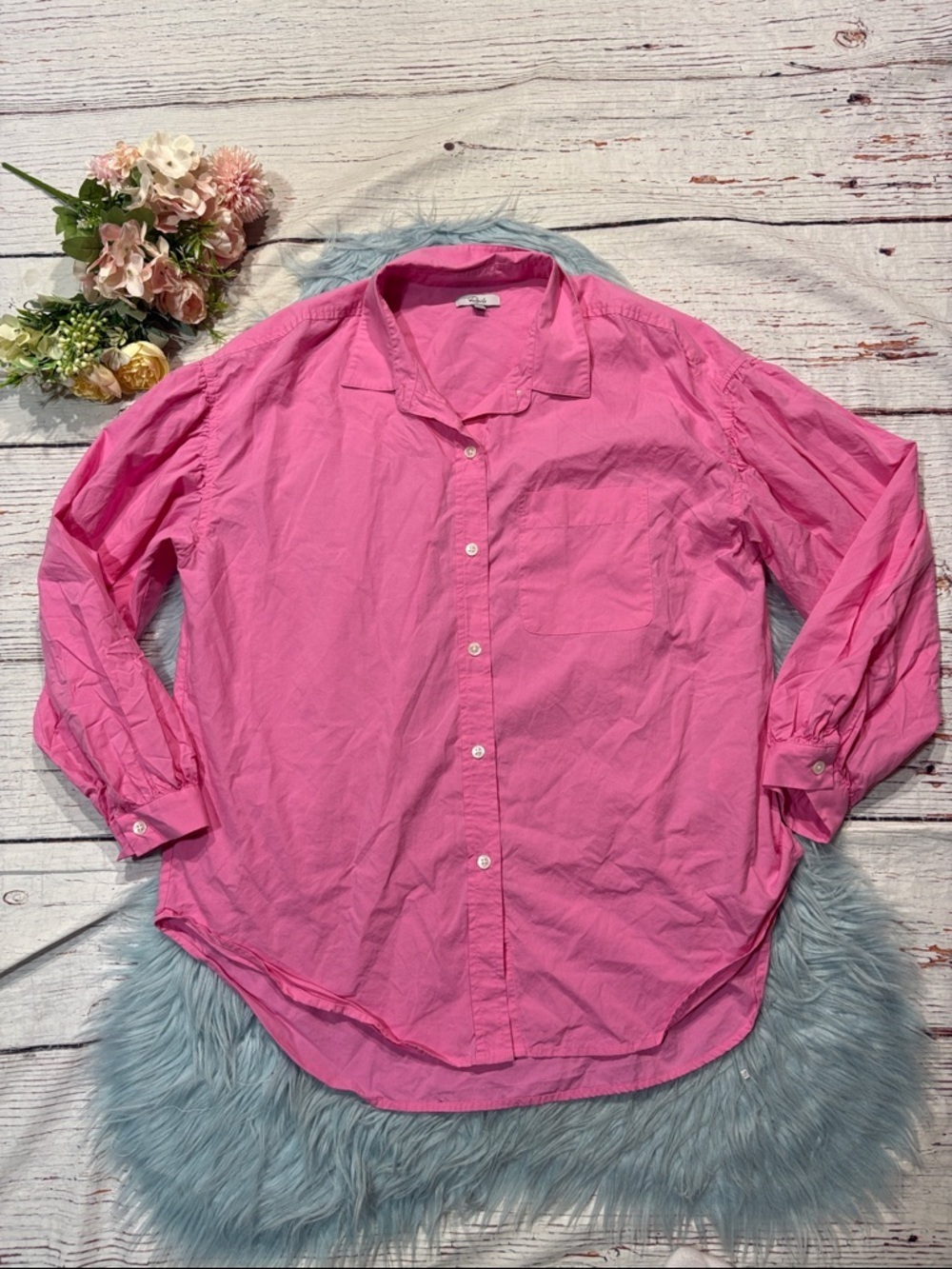 rails janae hot pink button front poplin blouse - Picture 2 of 9